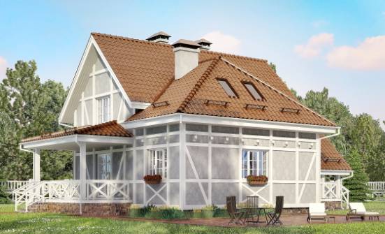 160-003-Л Проект двухэтажного дома мансардой, небольшой дом из бризолита Махачкала | Проекты домов от House Expert