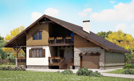 220-005-П Проект двухэтажного дома мансардой и гаражом, простой загородный дом из кирпича Махачкала | Проекты домов от House Expert
