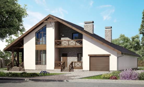 265-001-П Проект двухэтажного дома мансардой и гаражом, огромный дом из бризолита Хасавюрт | Проекты домов от House Expert