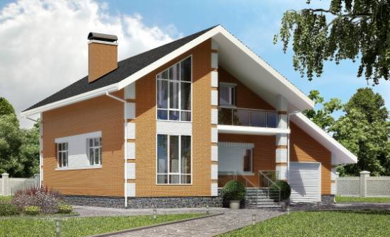 190-006-П Проект двухэтажного дома мансардой и гаражом, современный дом из бризолита Каспийск | Проекты домов от House Expert