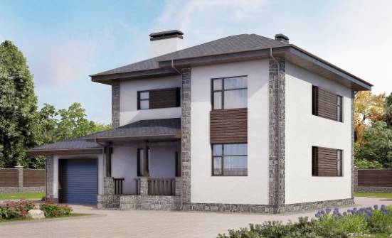 185-004-Л Проект двухэтажного дома и гаражом, современный домик из бризолита Кизилюрт | Проекты домов от House Expert