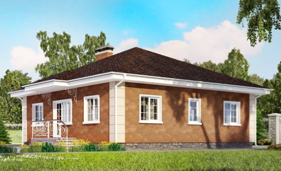 100-001-Л Проект одноэтажного дома, уютный коттедж из бризолита Хасавюрт | Проекты домов от House Expert