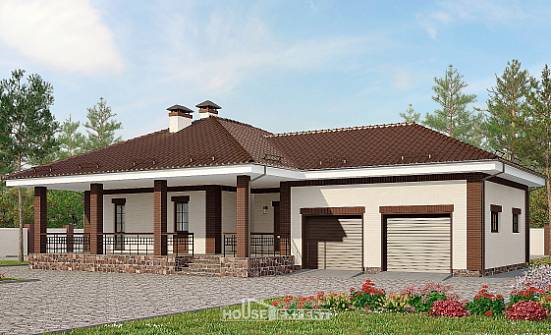 160-015-П Проект одноэтажного дома и гаражом, небольшой дом из бризолита Кизляр | Проекты домов от House Expert
