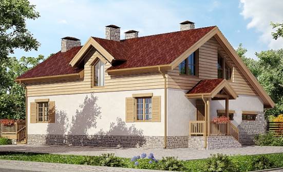 165-002-П Проект двухэтажного дома мансардой и гаражом, небольшой дом из газобетона Дербент | Проекты домов от House Expert