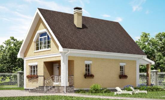 130-004-П Проект двухэтажного дома мансардой, бюджетный загородный дом из газобетона Буйнакск | Проекты домов от House Expert