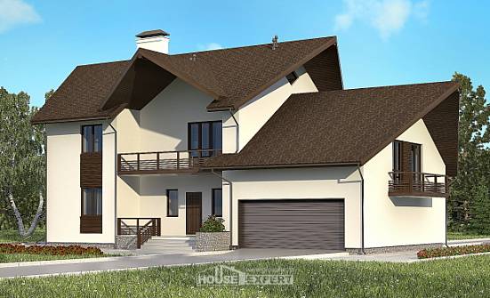 300-002-П Проект двухэтажного дома с мансардой, гараж, уютный домик из газобетона Избербаш | Проекты домов от House Expert