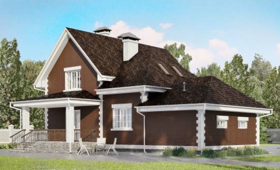 190-003-Л Проект двухэтажного дома мансардой, гараж, простой домик из блока Хасавюрт | Проекты домов от House Expert