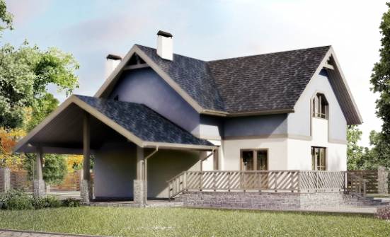 150-011-П Проект двухэтажного дома мансардой и гаражом, скромный домик из твинблока Буйнакск | Проекты домов от House Expert