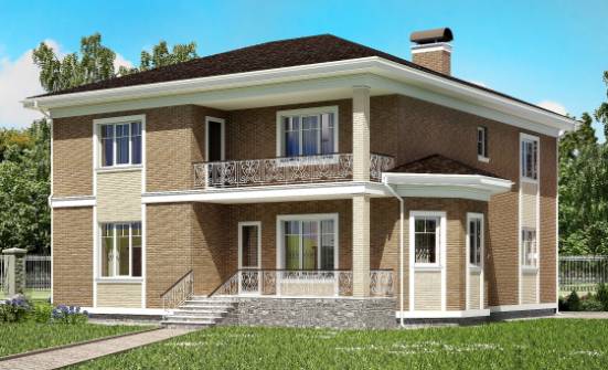 335-002-П Проект двухэтажного дома и гаражом, просторный коттедж из кирпича Махачкала | Проекты домов от House Expert