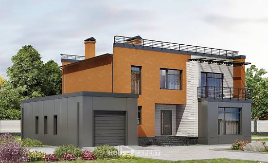 260-002-Л Проект двухэтажного дома и гаражом, классический коттедж из арболита Кизляр | Проекты домов от House Expert