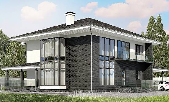 245-002-П Проект двухэтажного дома, гараж, простой загородный дом из блока Избербаш | Проекты домов от House Expert
