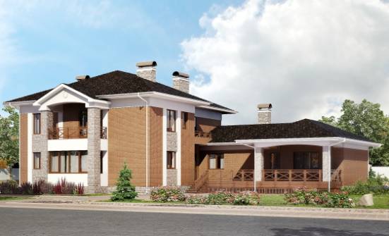 520-002-Л Проект трехэтажного дома и гаражом, классический домик из бризолита Хасавюрт | Проекты домов от House Expert