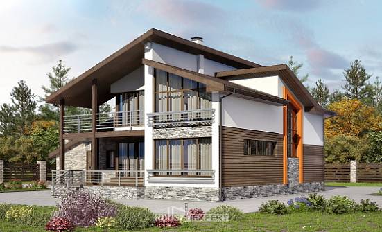 240-004-П Проект двухэтажного дома мансардой, гараж, простой домик из керамзитобетонных блоков Буйнакск | Проекты домов от House Expert