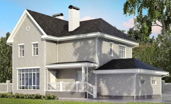 190-001-Л Проект двухэтажного дома, гараж, уютный коттедж из кирпича Кизляр | Проекты домов от House Expert