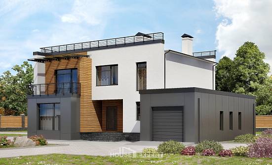 260-002-П Проект двухэтажного дома, гараж, огромный загородный дом из газосиликатных блоков Хасавюрт | Проекты домов от House Expert