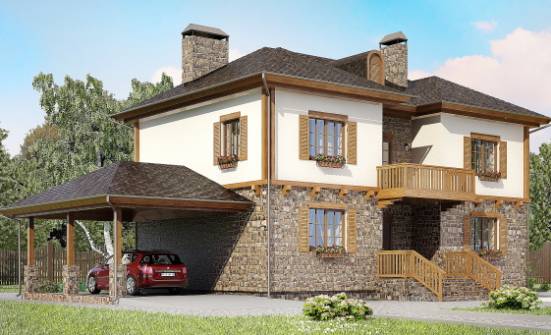 155-006-Л Проект двухэтажного дома и гаражом, недорогой домик из поризованных блоков Буйнакск | Проекты домов от House Expert