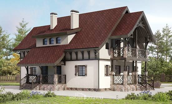 180-014-П Проект двухэтажного дома с мансардным этажом, простой домик из блока Избербаш | Проекты домов от House Expert