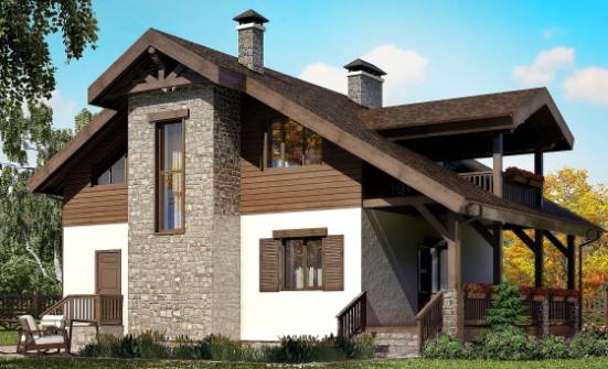 150-004-Л Проект двухэтажного дома с мансардным этажом, красивый дом из пеноблока Махачкала | Проекты домов от House Expert