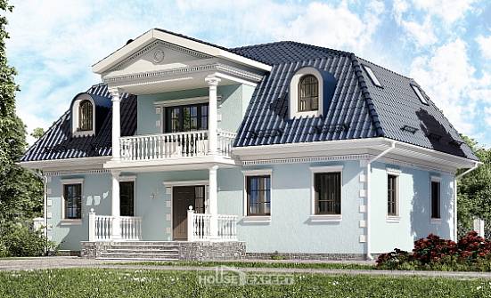 210-004-Л Проект двухэтажного дома мансардный этаж, классический дом из арболита Дербент | Проекты домов от House Expert