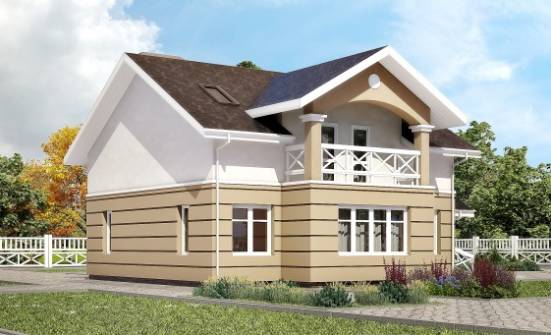 155-009-П Проект двухэтажного дома мансардный этаж, компактный дом из твинблока Махачкала | Проекты домов от House Expert