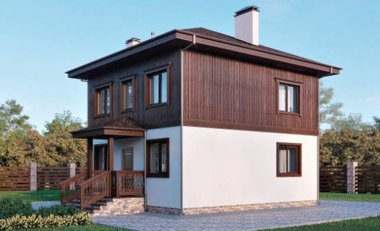 100-006-Л Проект двухэтажного дома, скромный дом из блока Каспийск | Проекты домов от House Expert
