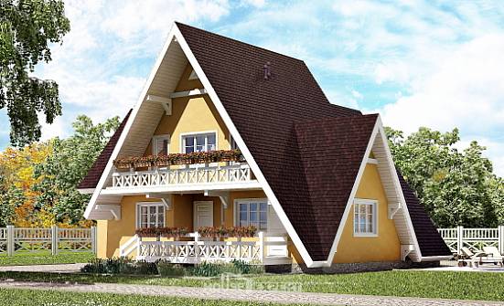 155-008-П Проект двухэтажного дома мансардой, экономичный домик из дерева Избербаш | Проекты домов от House Expert