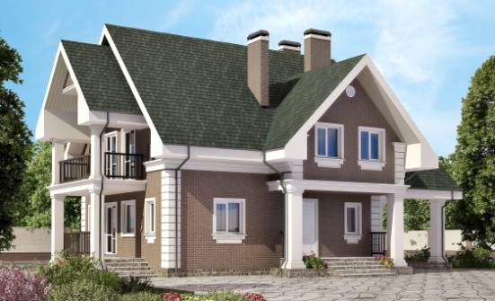 140-003-П Проект двухэтажного дома с мансардой, гараж, экономичный домик из бризолита Махачкала | Проекты домов от House Expert