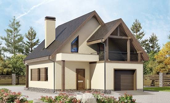 120-005-Л Проект двухэтажного дома мансардный этаж и гаражом, небольшой загородный дом из арболита Кизляр | Проекты домов от House Expert