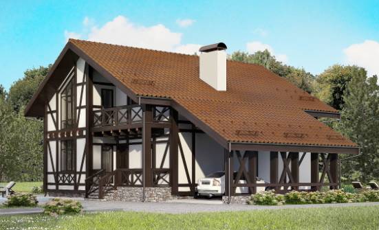 155-002-П Проект двухэтажного дома мансардой и гаражом, простой дом из твинблока Буйнакск | Проекты домов от House Expert