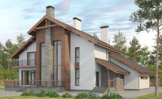 270-003-Л Проект двухэтажного дома мансардой и гаражом, огромный домик из бризолита Избербаш | Проекты домов от House Expert