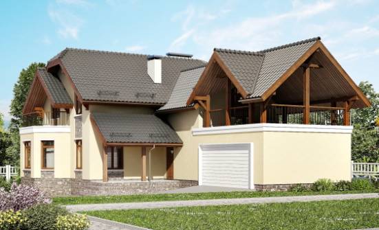 255-003-П Проект трехэтажного дома мансардный этаж, гараж, просторный коттедж из пеноблока Каспийск | Проекты домов от House Expert