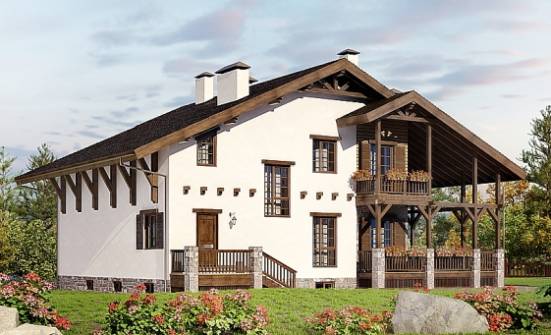 400-004-П Проект трехэтажного дома мансардой, гараж, классический домик из кирпича Дербент | Проекты домов от House Expert