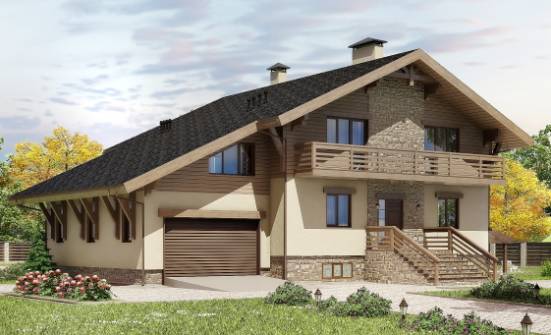 420-001-Л Проект трехэтажного дома с мансардой и гаражом, классический коттедж из кирпича Кизляр | Проекты домов от House Expert