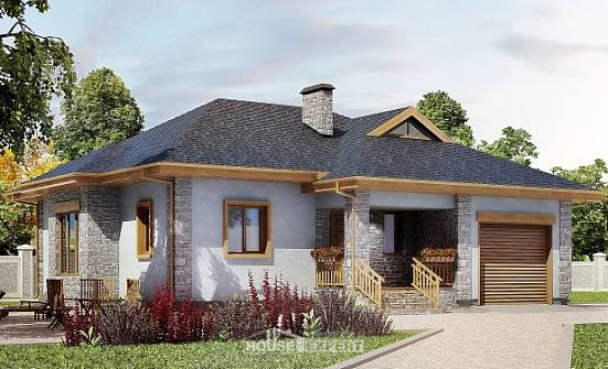 130-006-П Проект одноэтажного дома, гараж, простой домик из твинблока Кизляр | Проекты домов от House Expert