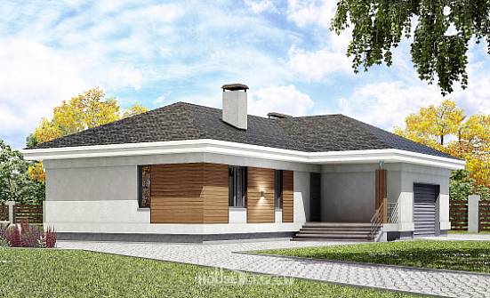 165-001-П Проект одноэтажного дома, гараж, красивый дом из пеноблока Кизилюрт | Проекты домов от House Expert
