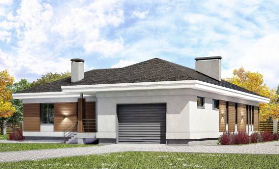 165-001-П Проект одноэтажного дома, гараж, красивый дом из пеноблока Кизилюрт | Проекты одноэтажных домов от House Expert