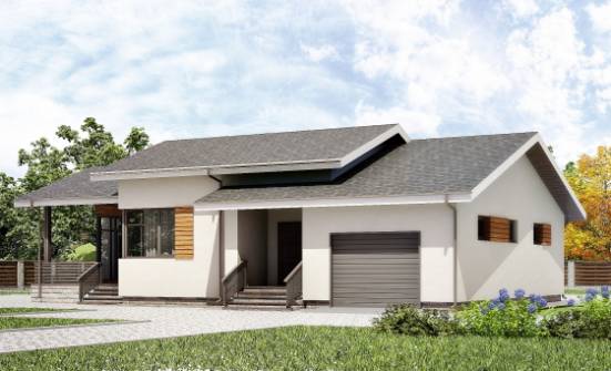 135-002-П Проект одноэтажного дома и гаражом, небольшой домик из газобетона Дербент | Проекты одноэтажных домов от House Expert