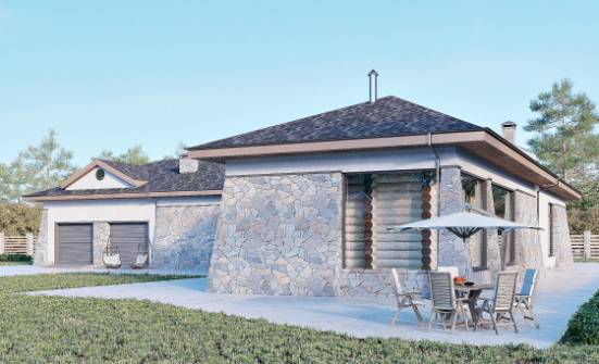 280-004-Л Проект одноэтажного дома, гараж, большой дом из пеноблока Каспийск | Проекты домов от House Expert