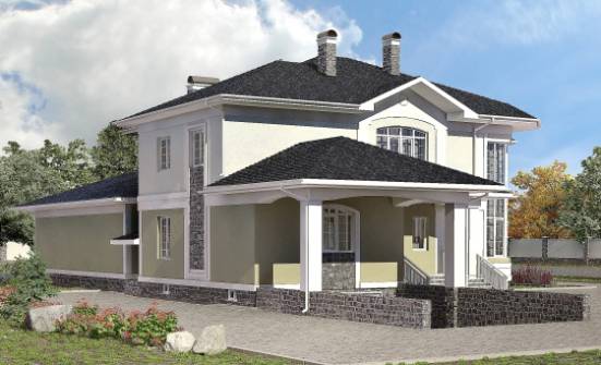 620-001-Л Проект трехэтажного дома, гараж, классический загородный дом из пеноблока Кизилюрт | Проекты домов от House Expert