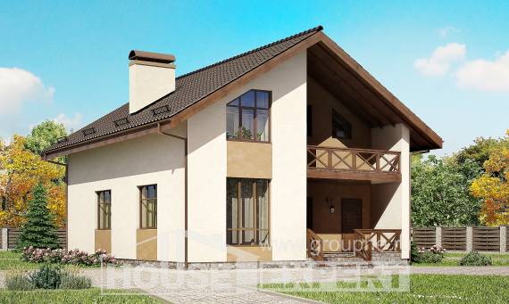170-002-П Проект двухэтажного дома с мансардой, скромный коттедж из арболита Кизляр, House Expert