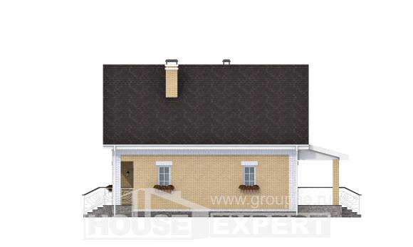 130-004-П Проект двухэтажного дома мансардный этаж, уютный коттедж из теплоблока Каспийск, House Expert