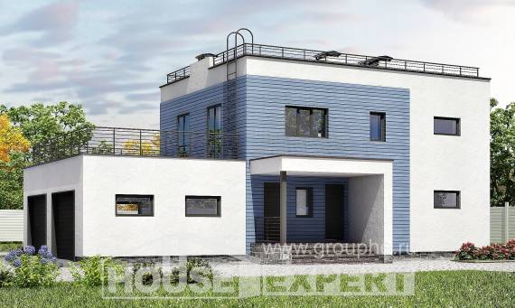 180-012-Л Проект двухэтажного дома и гаражом, красивый коттедж из кирпича Махачкала, House Expert