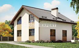 170-002-П Проект двухэтажного дома мансардой, бюджетный загородный дом из твинблока Дербент, House Expert