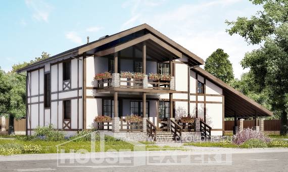 250-002-Л Проект двухэтажного дома с мансардным этажом, гараж, просторный дом из кирпича Буйнакск, House Expert