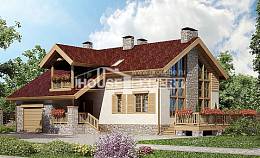 165-002-П Проект двухэтажного дома с мансардой, гараж, недорогой коттедж из керамзитобетонных блоков Кизилюрт, House Expert