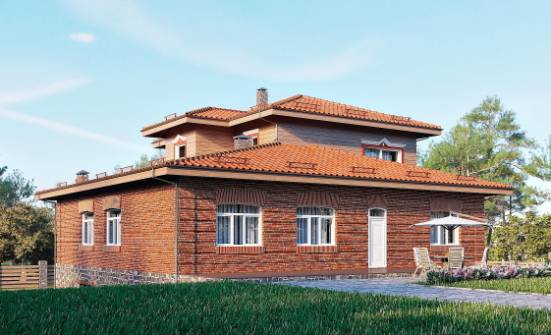 380-002-Л Проект трехэтажного дома, гараж, огромный домик из кирпича Кизляр | Проекты домов от House Expert