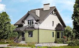 120-003-П Проект двухэтажного дома с мансардой, скромный загородный дом из пеноблока Махачкала, House Expert