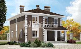 185-002-П Проект двухэтажного дома, бюджетный загородный дом из теплоблока Хасавюрт, House Expert