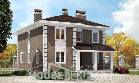 185-002-П Проект двухэтажного дома, бюджетный загородный дом из теплоблока Хасавюрт, House Expert
