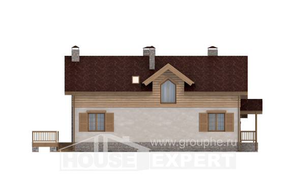 165-002-П Проект двухэтажного дома с мансардным этажом, гараж, бюджетный коттедж из керамзитобетонных блоков Каспийск, House Expert
